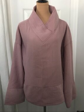 Cozy Ribbed Cowl Neck Sweater - Dusty Mauve
